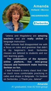 Amanda recommends group Serbian lessons at Serbonika