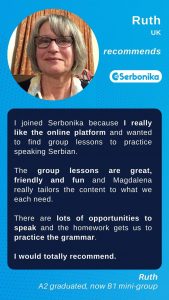 Ruth recommends group Serbian lessons at Serbonika