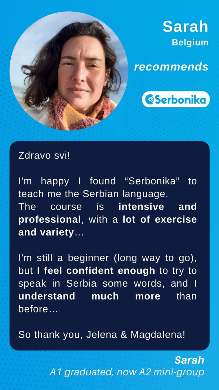 Sarah recommends group Serbian lessons at Serbonika
